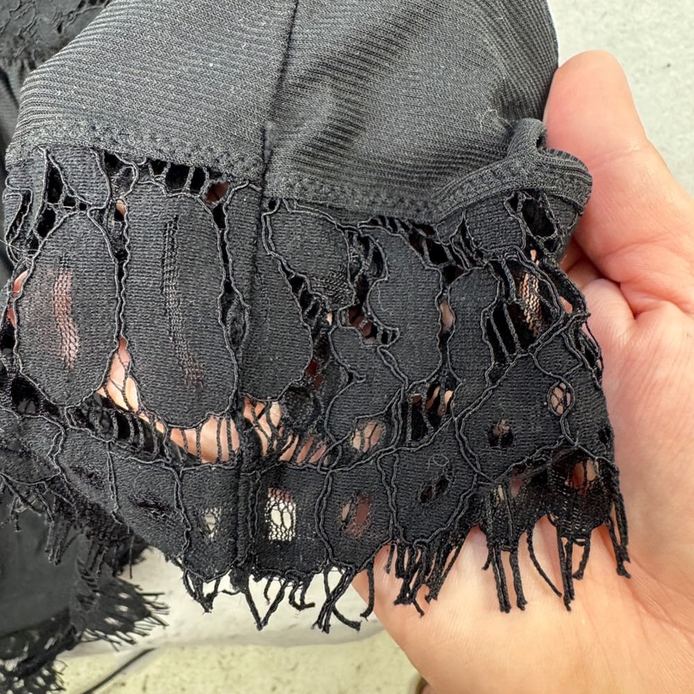 Torrid 1 Babydoll Lingerie 16/18 Black Lace Mesh Halter Strappy Goth Romantic - Picture 10 of 13